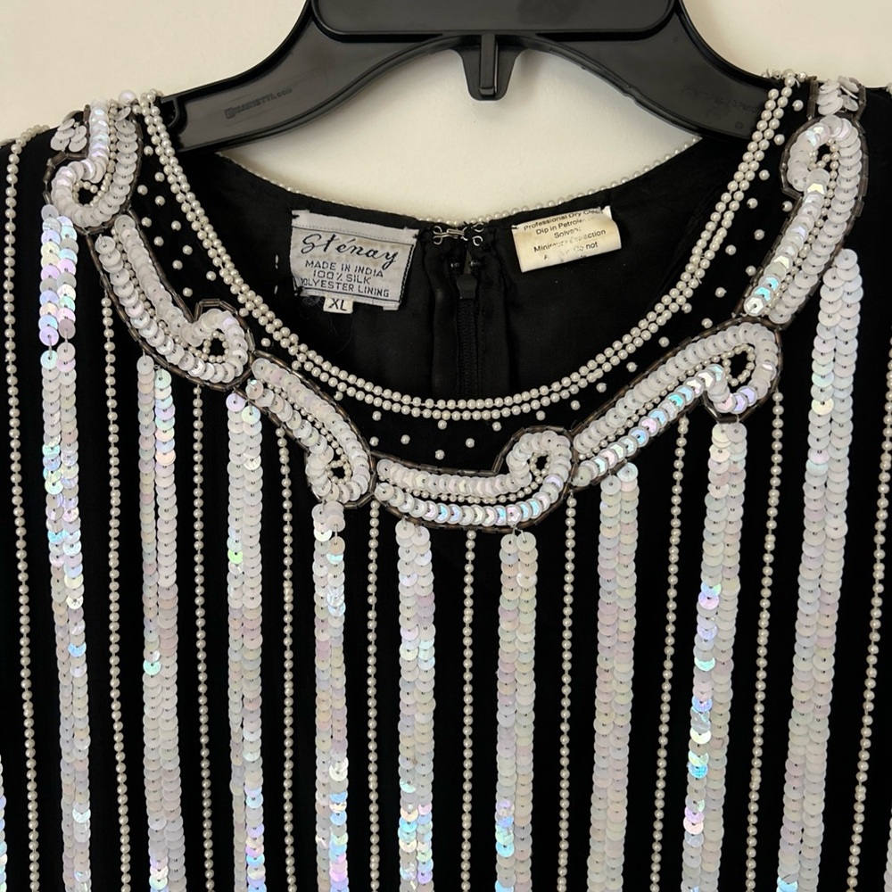 Stenay Vintage Sequin Top Sz XL 100% Silk Beaded Evening Luxury Glamour - Picture 5 of 12